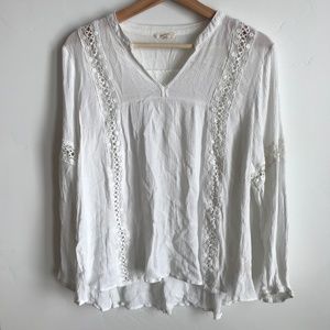 Size M Mystree White Peasant Oversized Top Ivory